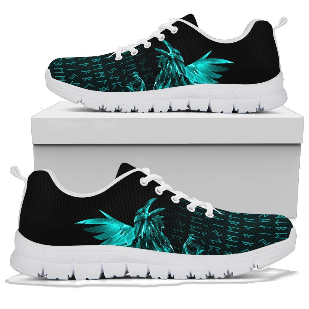 Viking Sneakers - The Raven Of Odin Rune Cyan RLT12