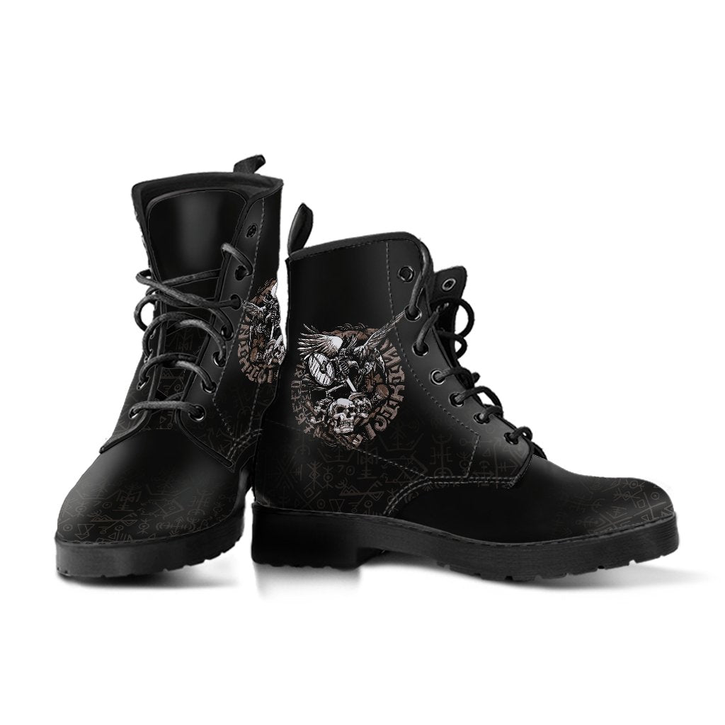Viking Warrior Tattoo Odin Leather Boots RLT12