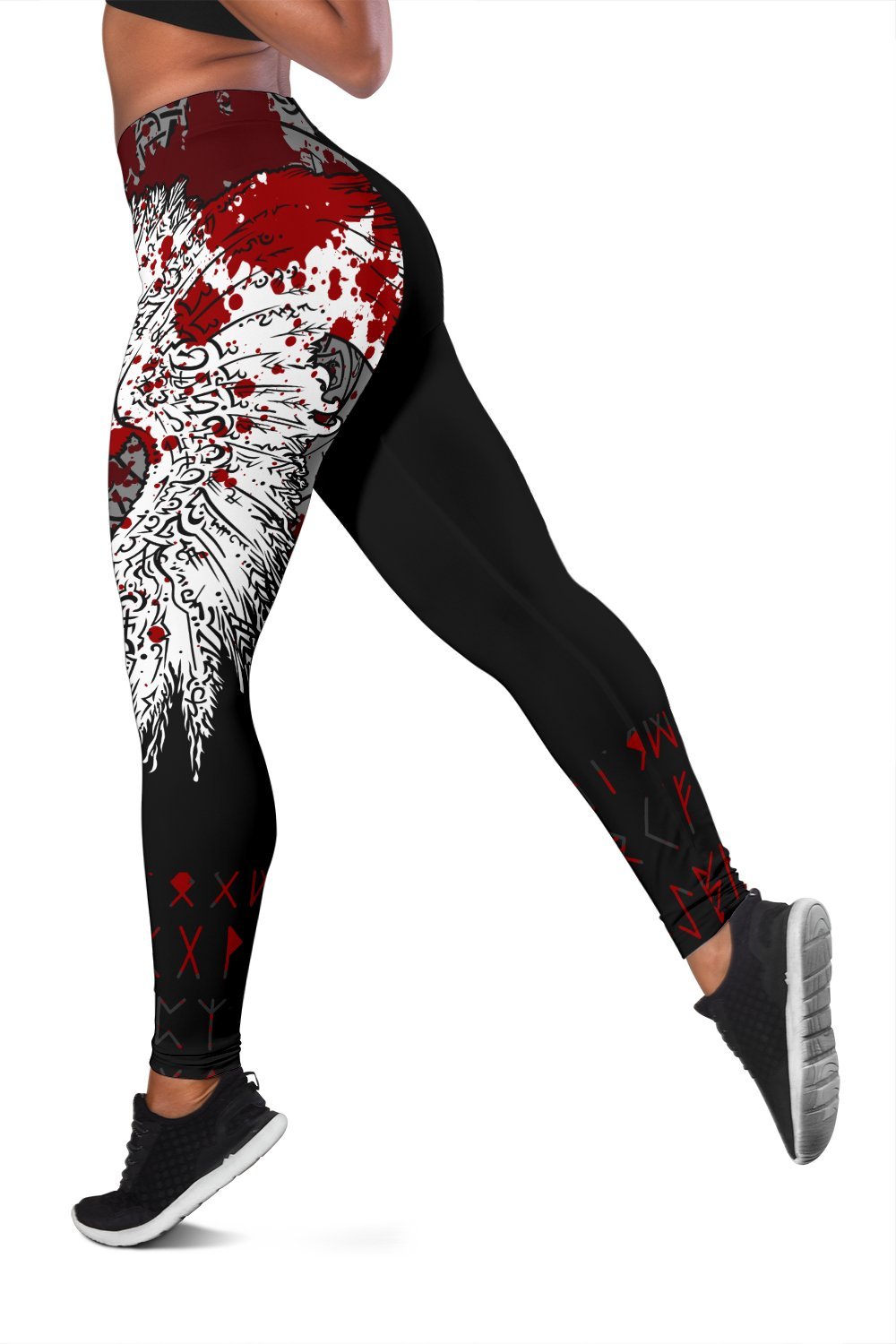 Custom Viking Leggings - Mystical Raven Tattoo Blood RLT12
