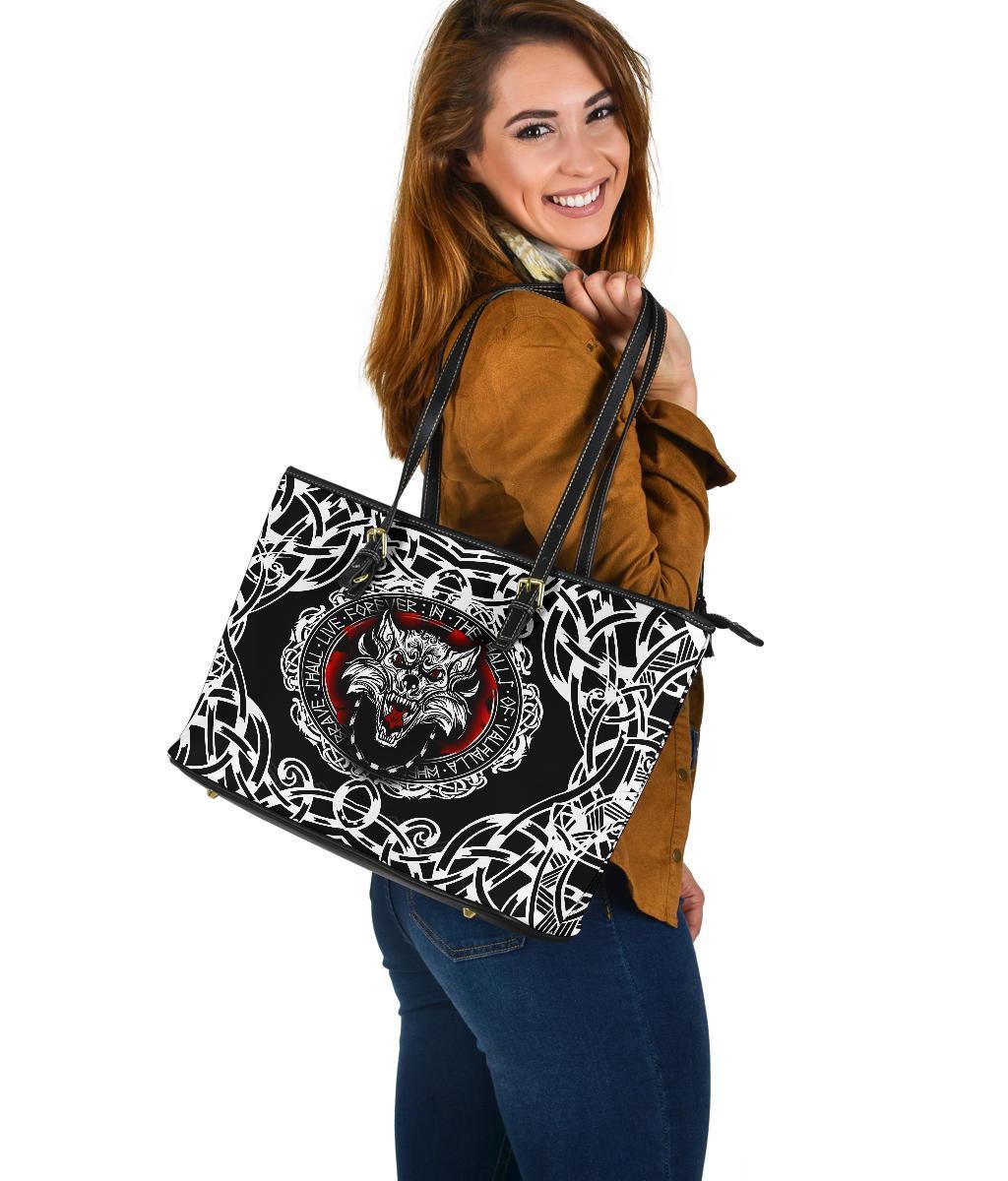 Viking Large Leather Tote, Fenrir Wolf RLT12