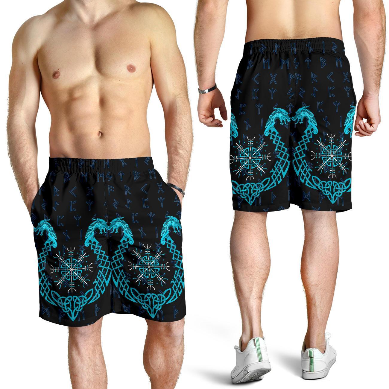 Viking Men's Shorts, Aegishjalmur Helm Of Awe Blue Edition RLT12