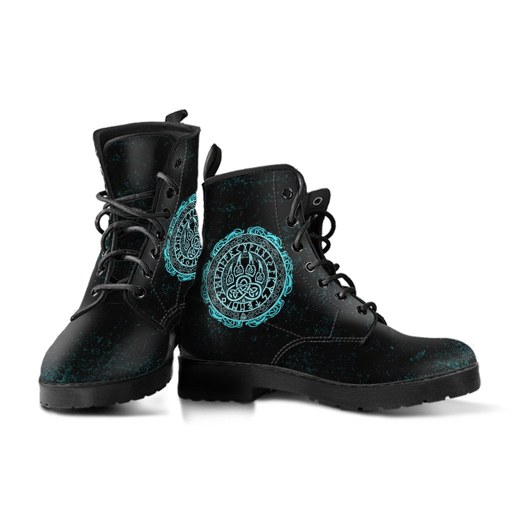 Viking Leather Boots Viking Bear Claws Cyan Tattoo RLT12