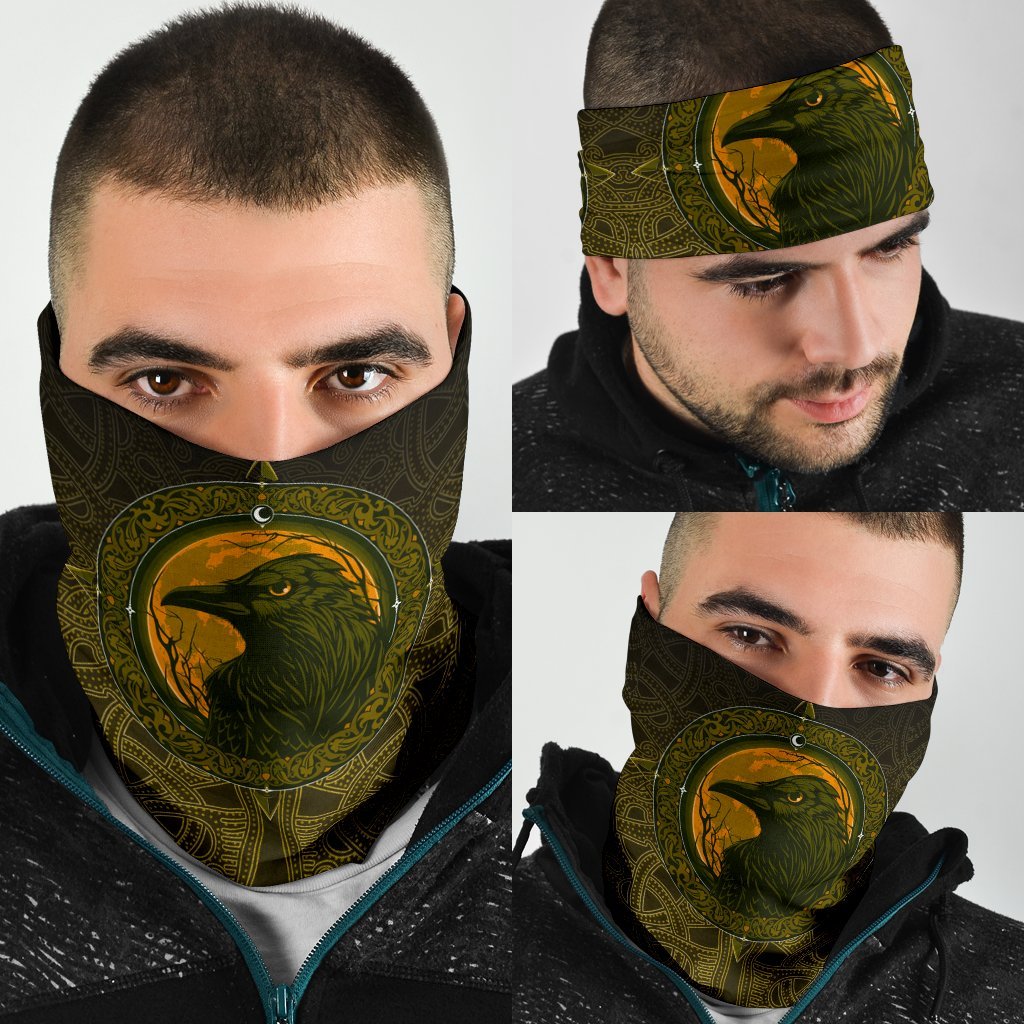 Viking Neck Gaiter 3 Pack, Ethnic Odin Raven Gold RLT12