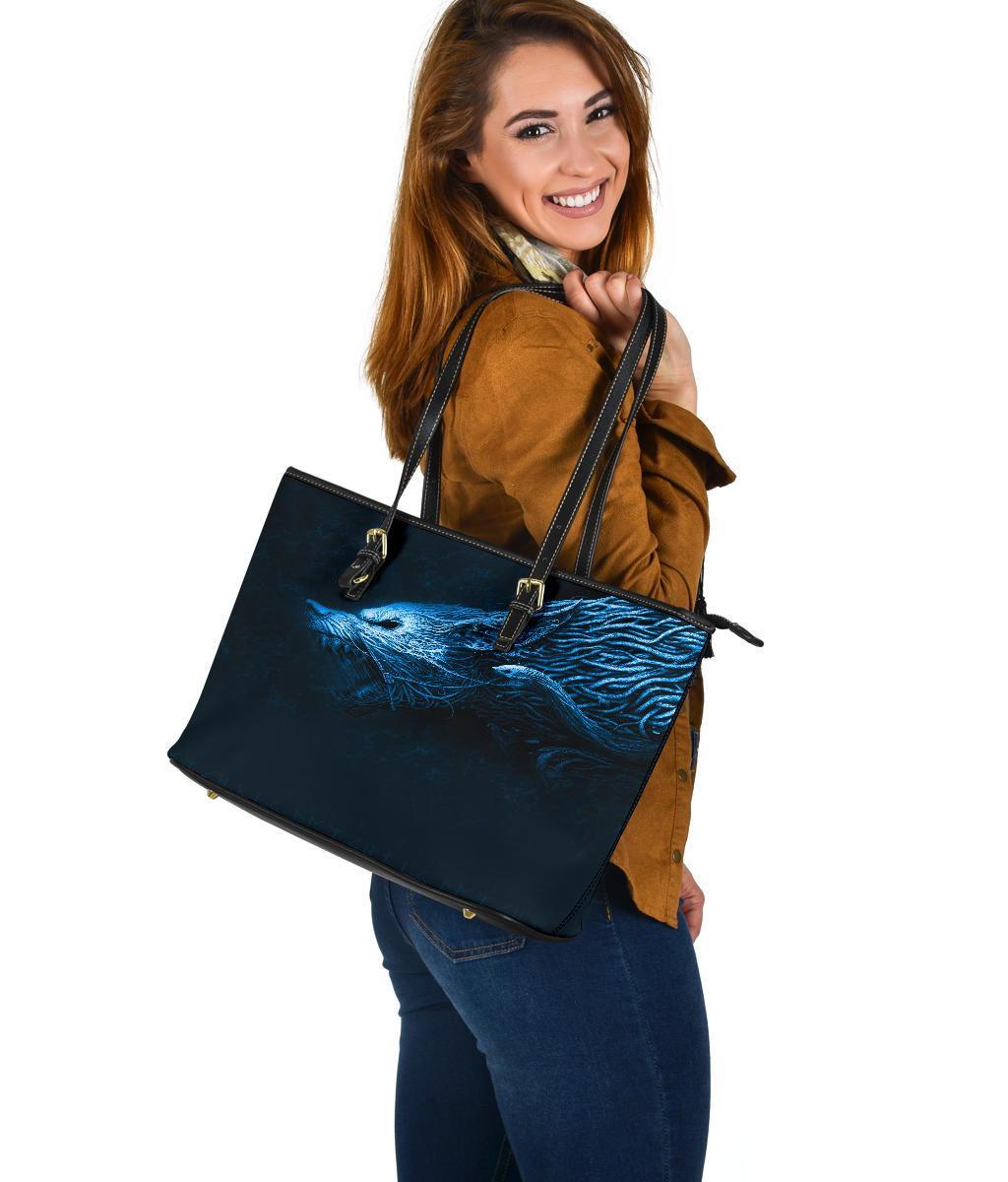 Viking Large Leather Tote, Fenrir Wolf RLT12