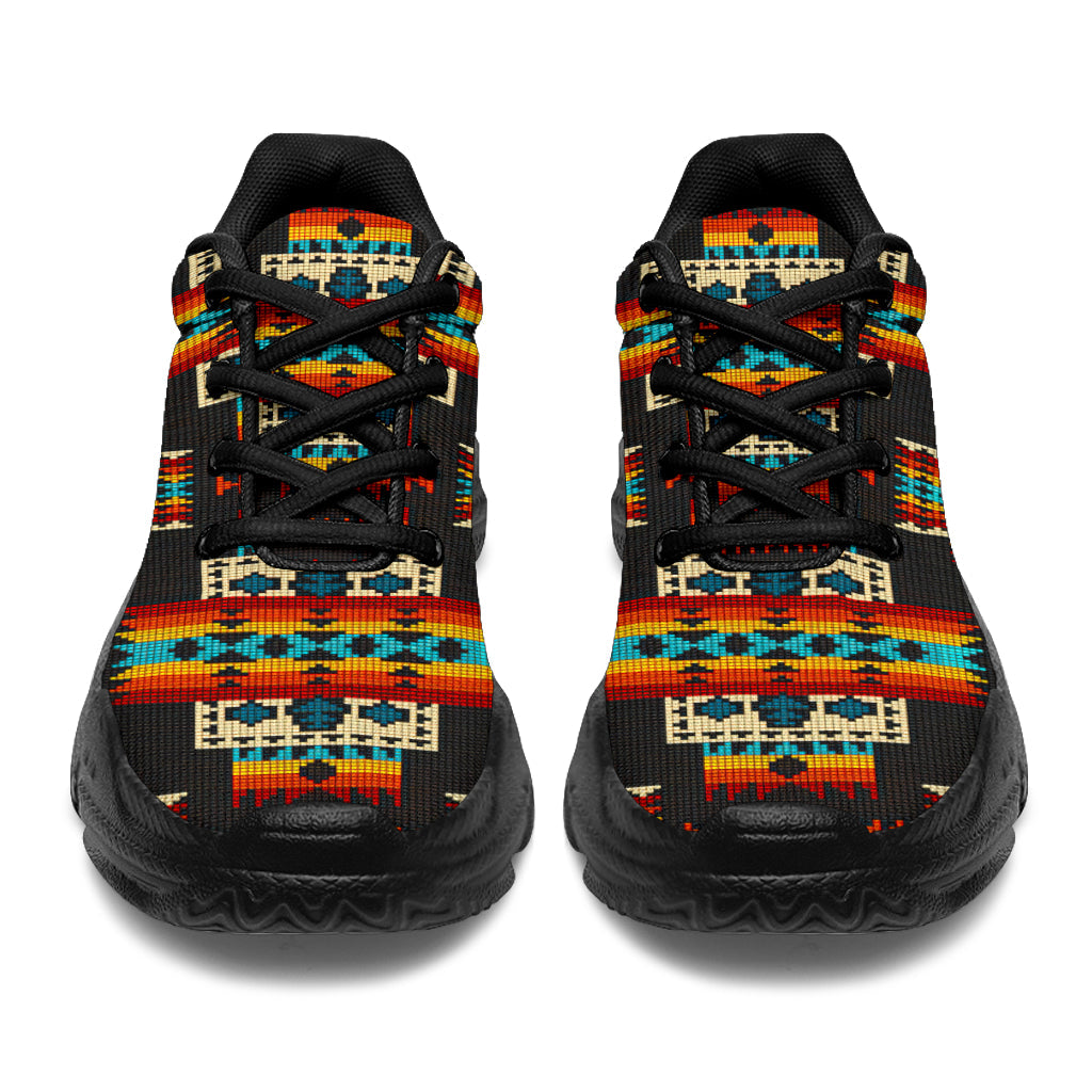 Black Pattern Native American Chunky Sneakers LT10