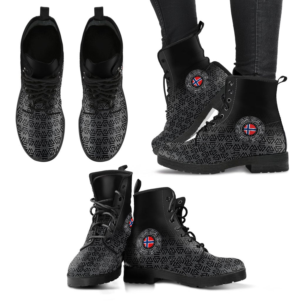 Viking Leather Boots Norway Coat Of Arms RLT12