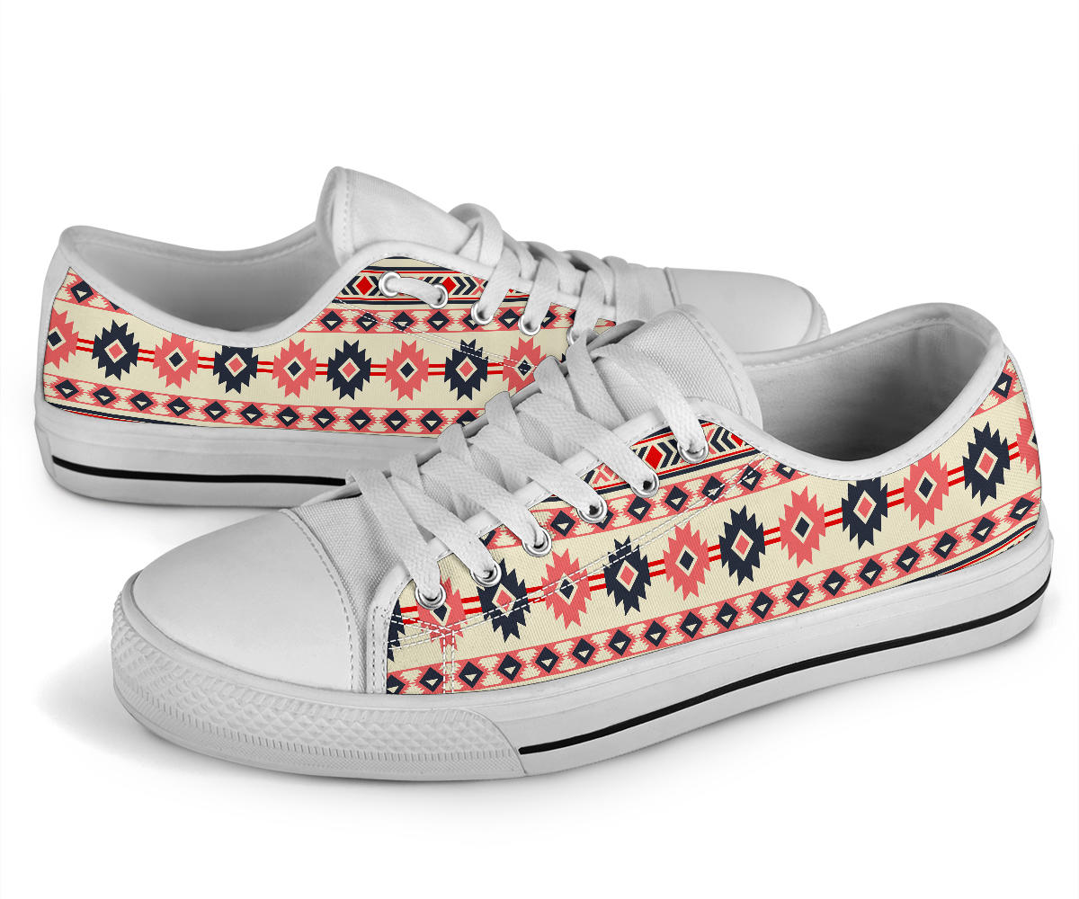Pink and Navy Pattern Native American No Box Low Top Shoes Black LT10