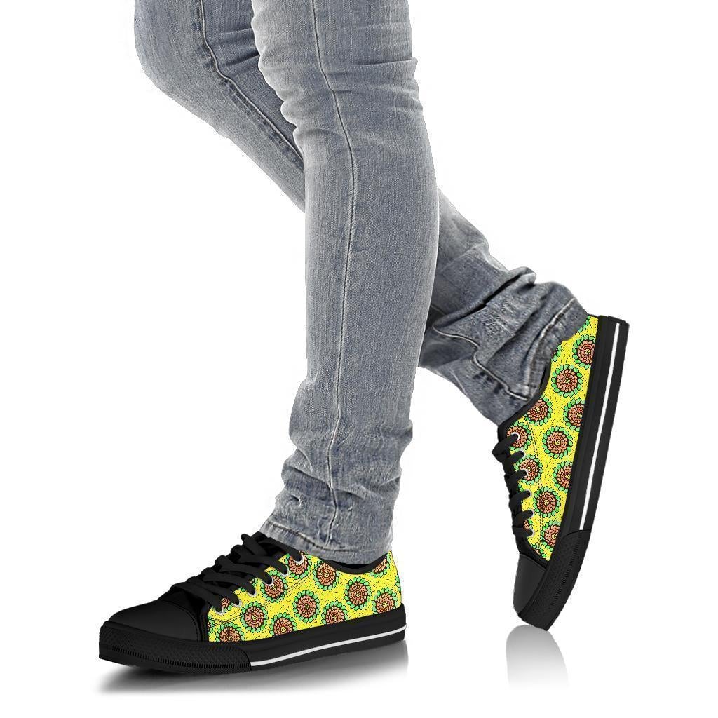 African Shoes - Ankara Green Spirals Low Top