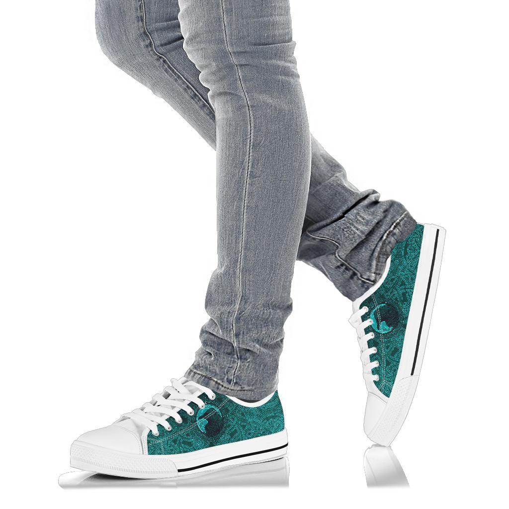 Viking Low Top Shoes, Ethnic Odin Raven Cyan RLT12