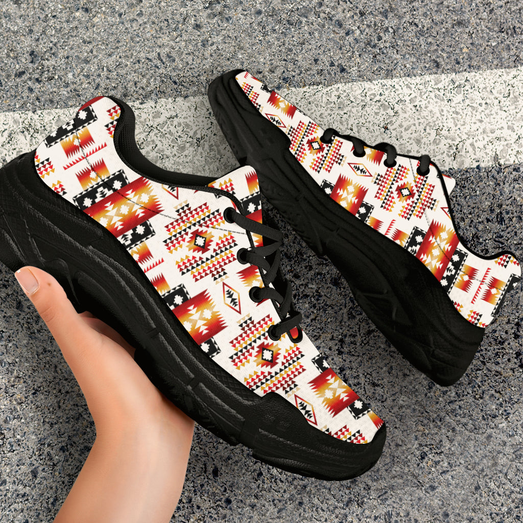 White Tribes Pattern Native American Chunky Sneakers LT10