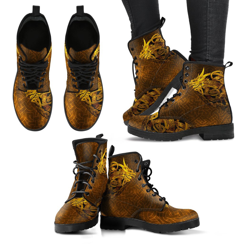 Viking Leather Boots Celtic Dragon Tattoo RLT12