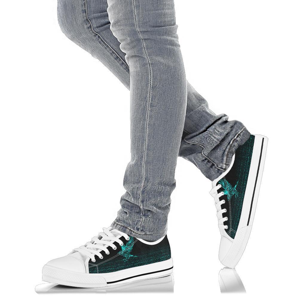 Viking Low Top Shoes The Raven Of Odin Rune Cyan RLT12