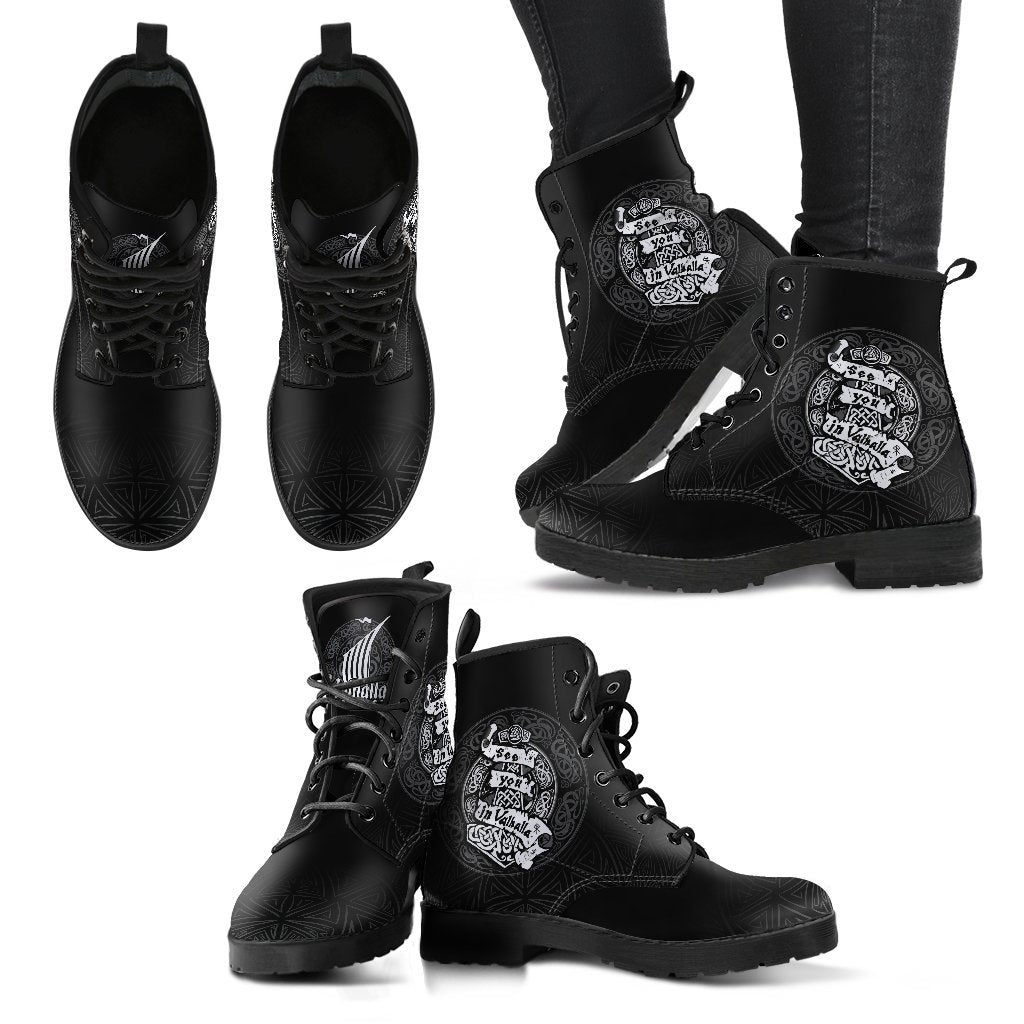 Viking Leather Boots See You In Valhalla RLT12