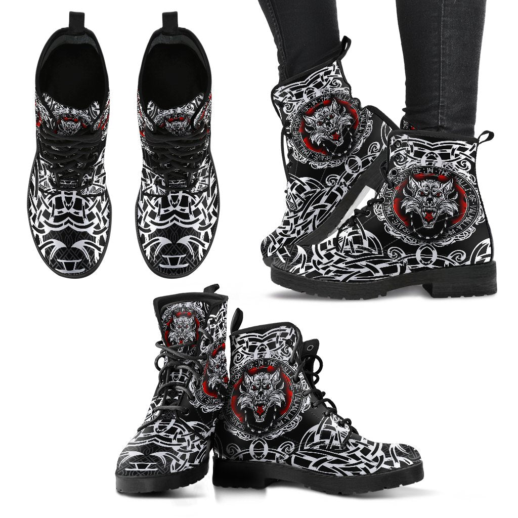 Viking Leather Boots, Fenrir Wolf RLT12