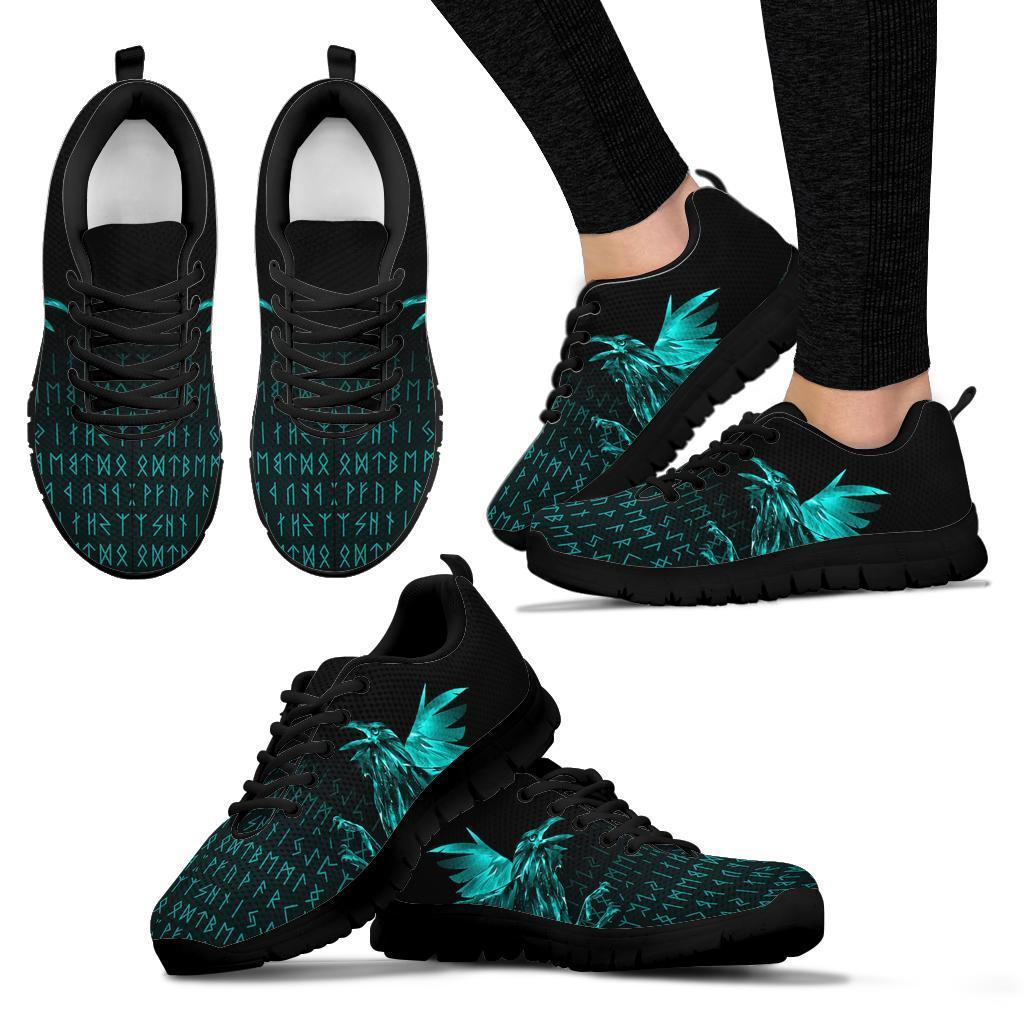 Viking Sneakers - The Raven Of Odin Rune Cyan RLT12