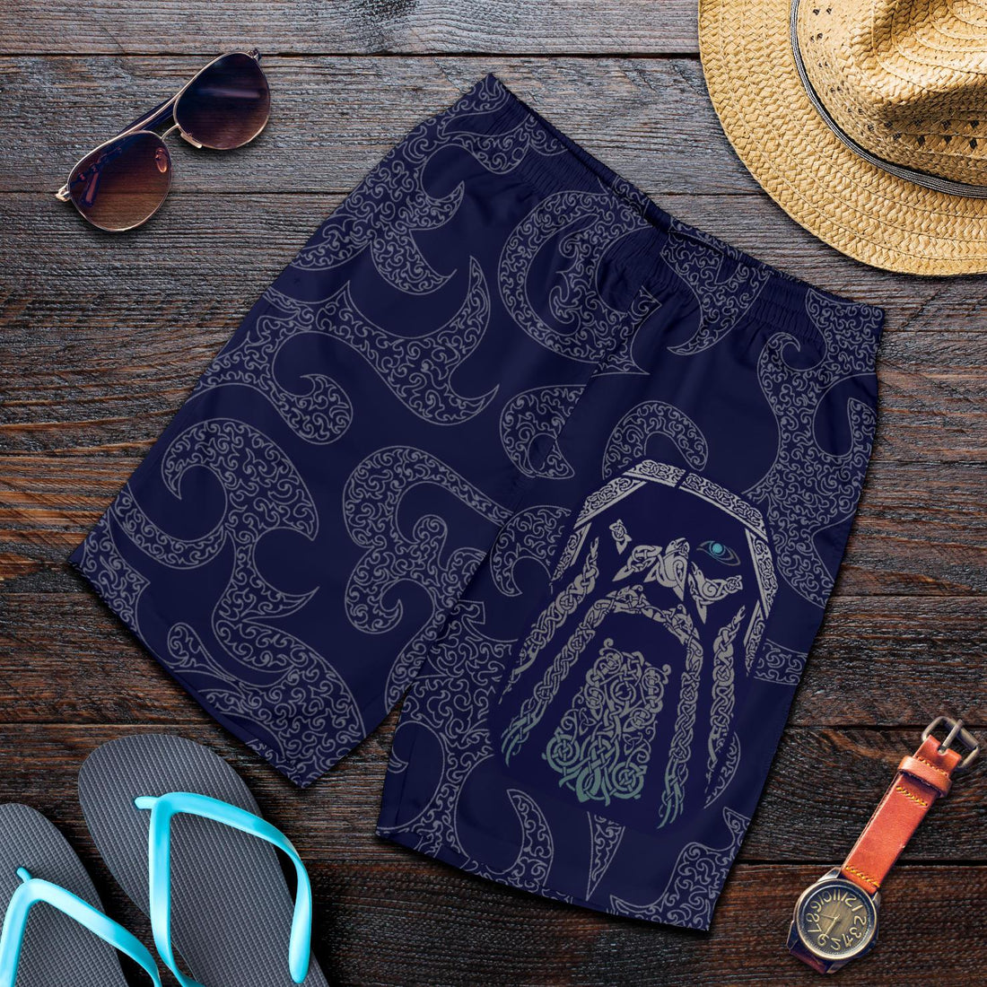 Viking All Over Print Men's Shorts Odin God Tattoo RLT12