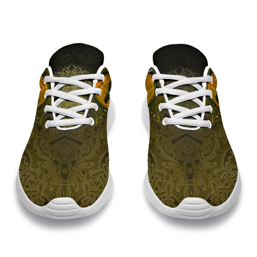 Viking Sporty Sneakers, Ethnic Odin Raven Gold RLT12