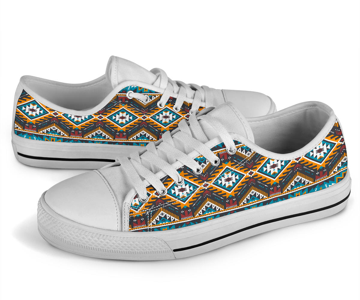 Native American Yellow Aztec Geometric Low Top Shoes LT10