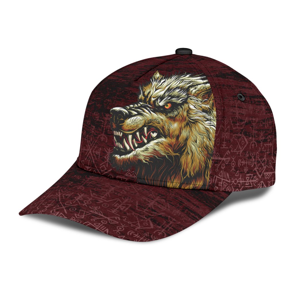 Viking Classic Cap Fenrir On The Blood Moon Background RLT12