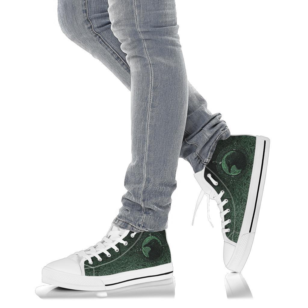 Viking High Top Shoes, Ethnic Odin Raven Green RLT12