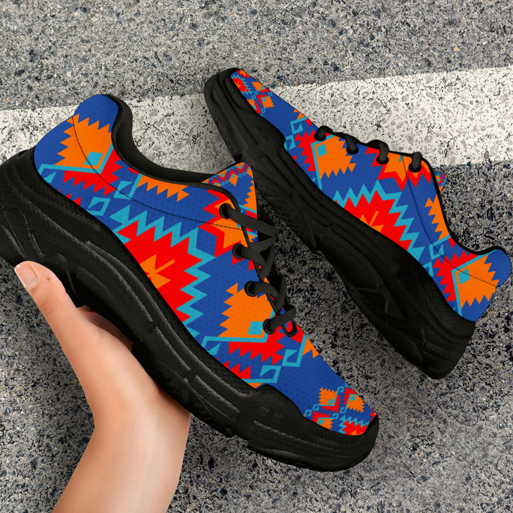 Native American Red and Yellow Geometric Chunky Sneakers LT10