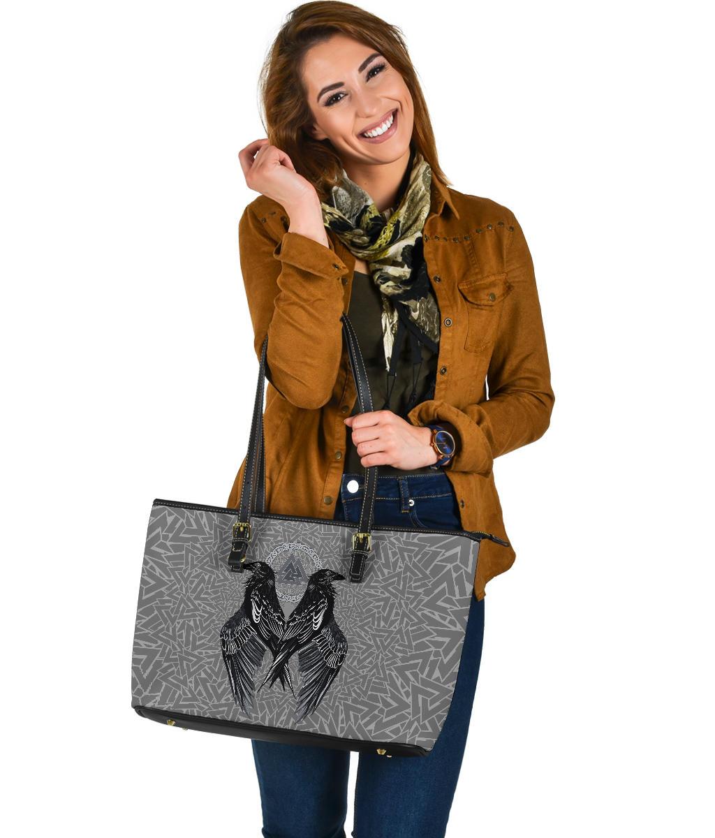 Viking Large Leather Tote Raven Valknut RLT12