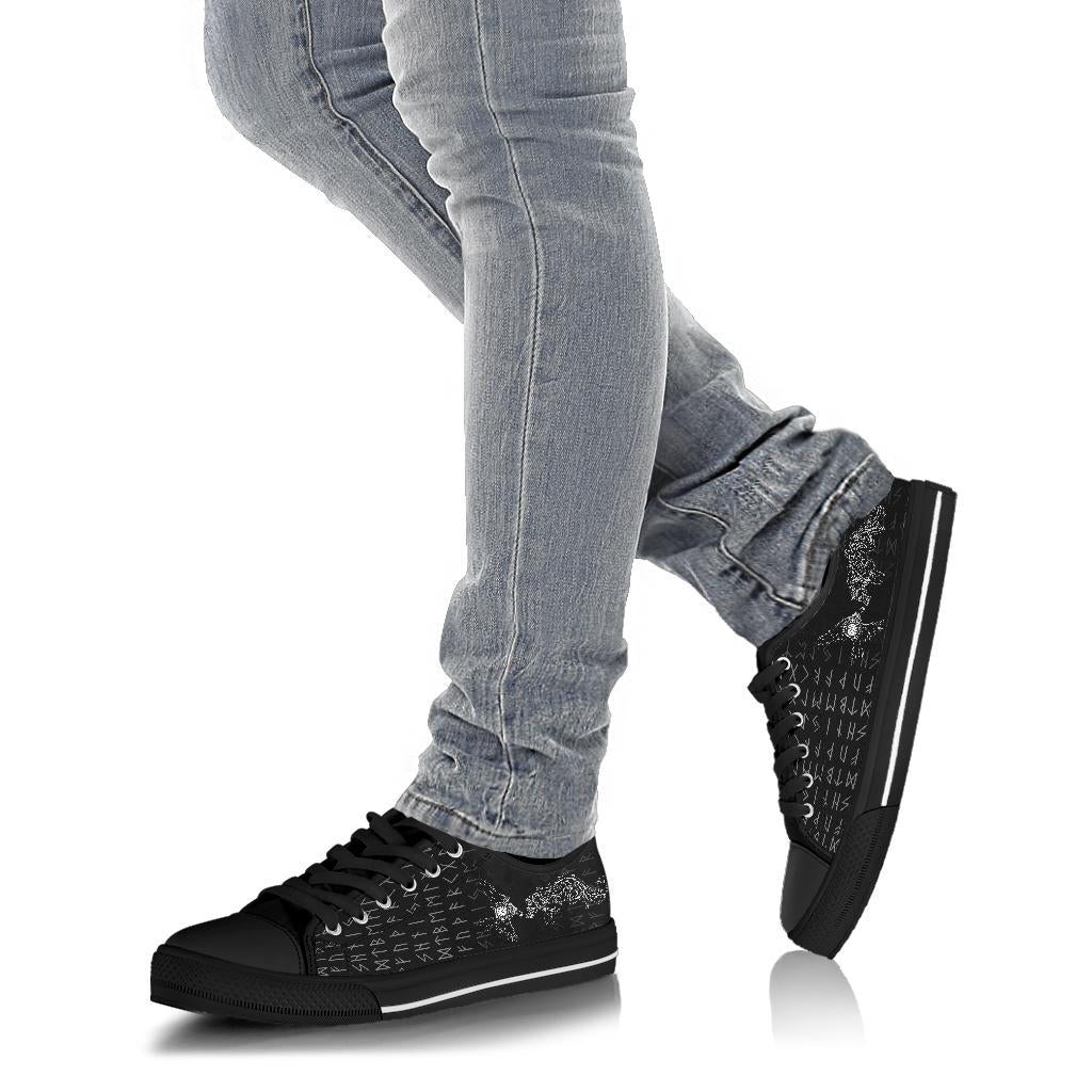 Viking Low Top Shoes Raven and Wolf Special Tattoo RLT12