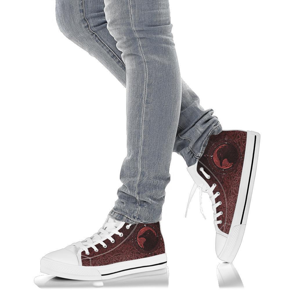 Viking High Top Shoes, Ethnic Odin Raven Red RLT12