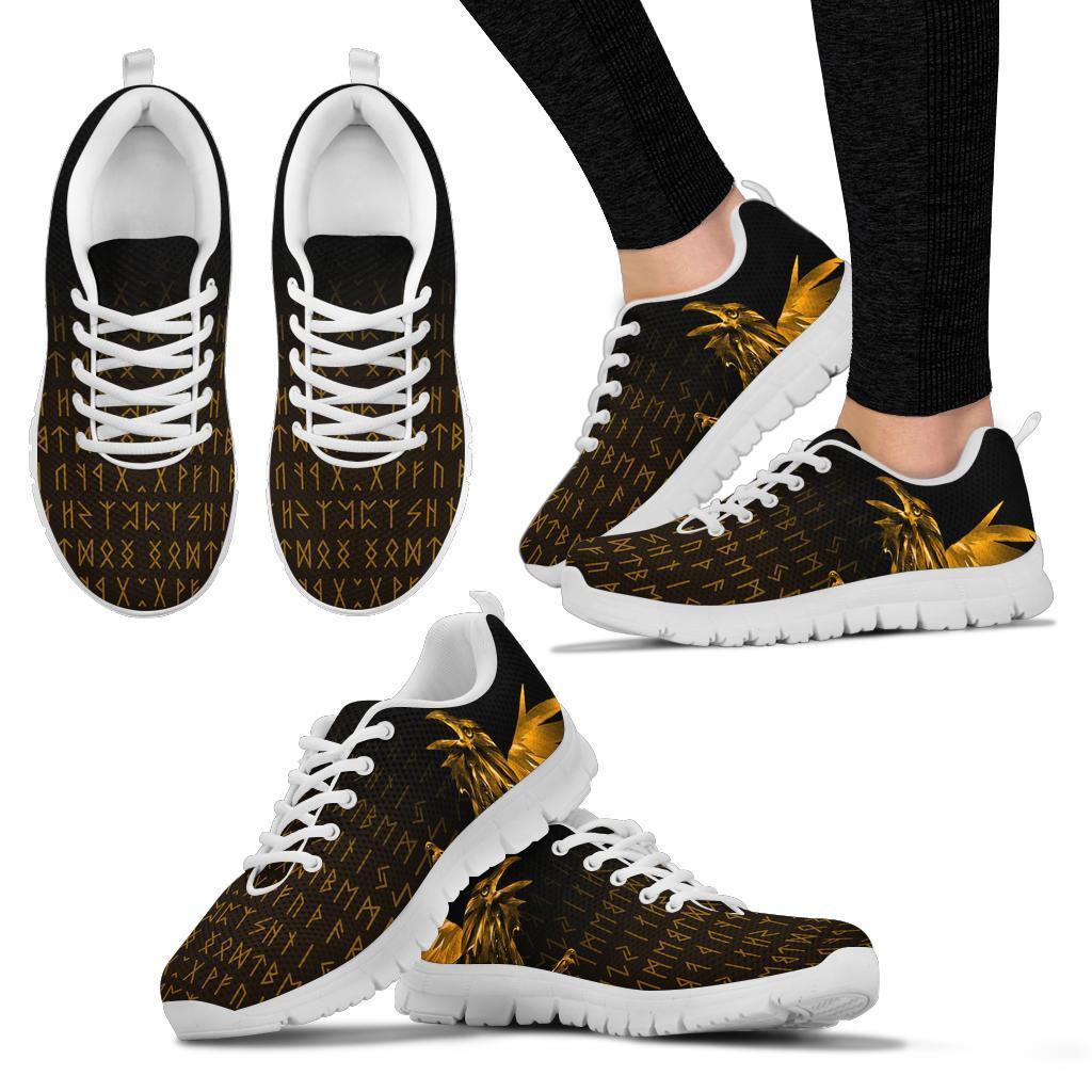 Viking Sneakers - The Raven Of Odin Rune, Gold RLT12