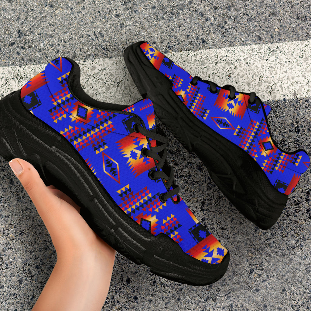 Dark Blue Native American Tribes Pattern Chunky Sneakers LT10