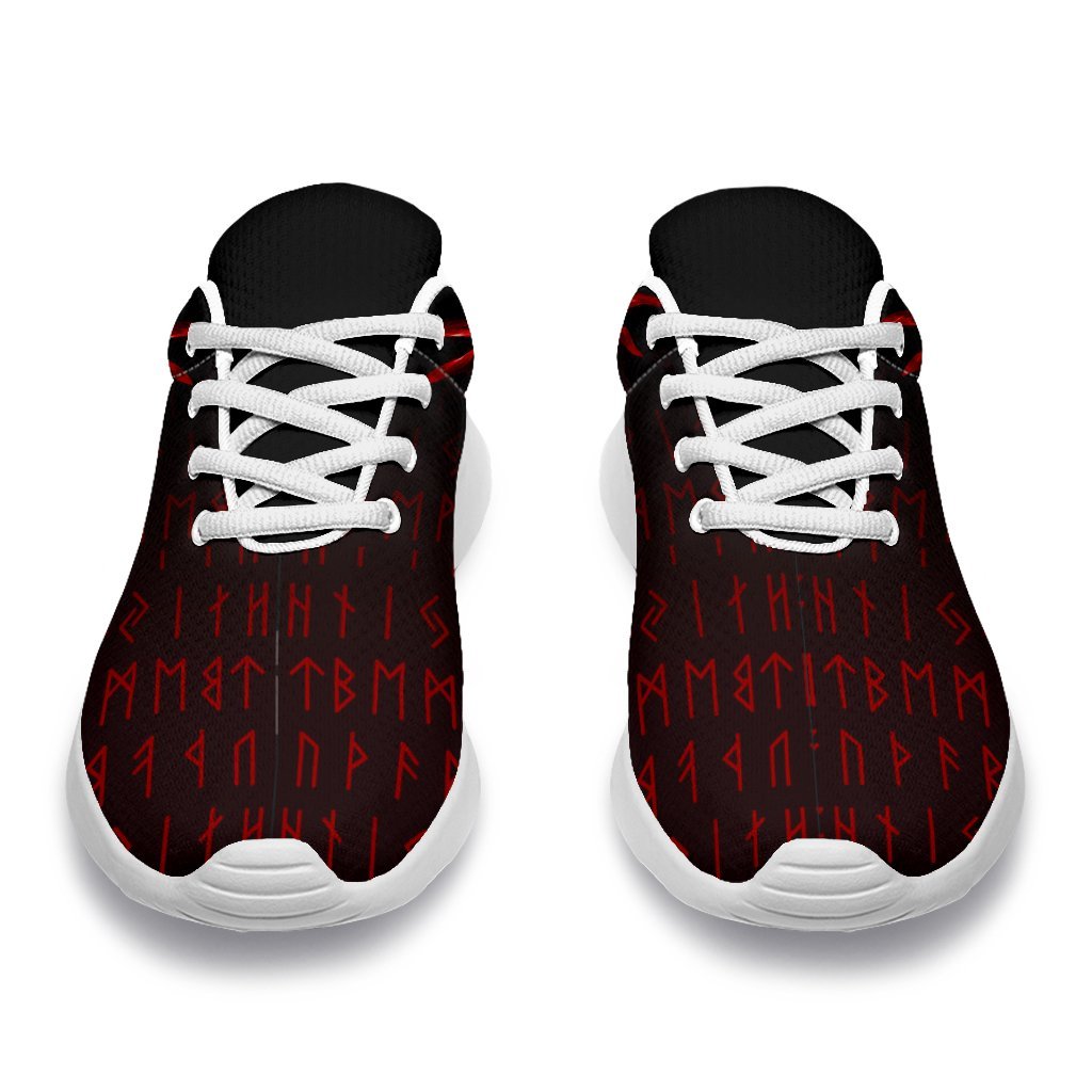 Viking Sport Sneakers - The Raven Of Odin Rune, Red RLT12