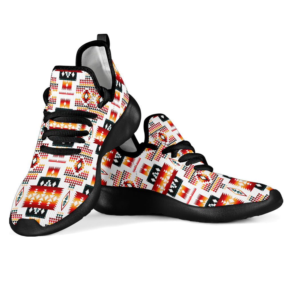 White Tribes Pattern Native American Mesh Knit Sneakers LT10