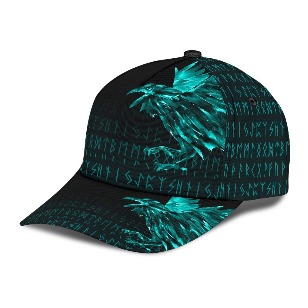 Viking Classic Cap The Raven Of Odin Rune Cyan RLT12