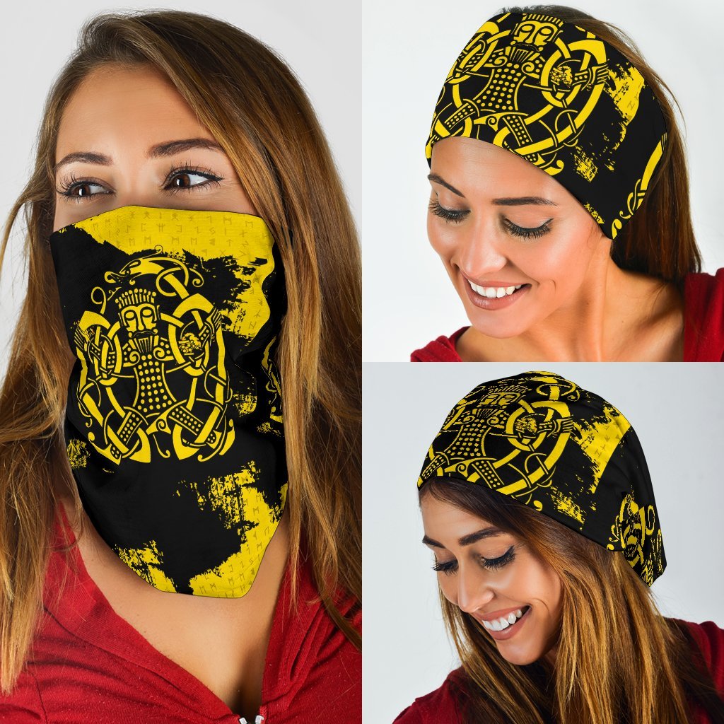 Viking Neck Gaiter 3 Pack, Loki Bound Triskele Rune Gold RLT12