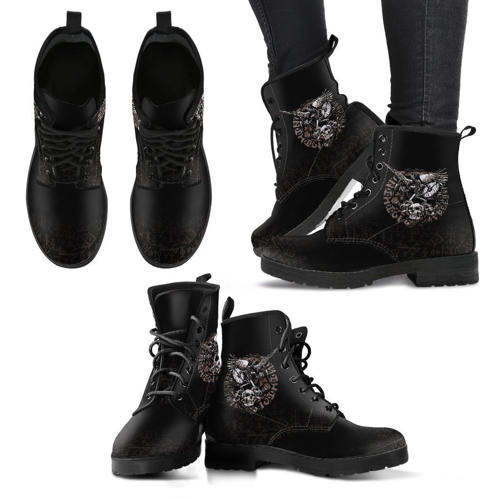 Viking Warrior Tattoo Odin Leather Boots RLT12