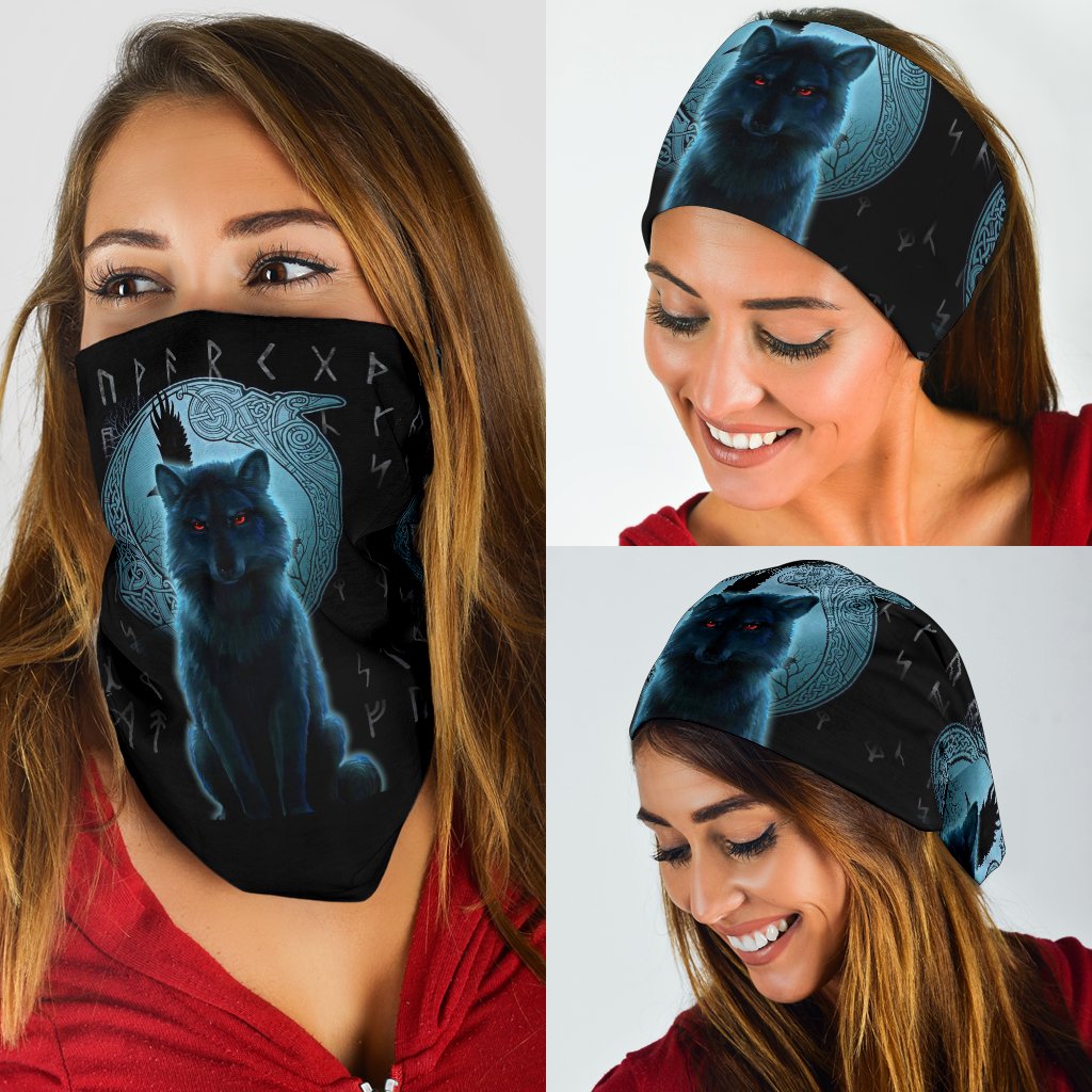 Viking Neck Gaiter 3 Pack, Fenrir Viking Wolf and Moon RLT12