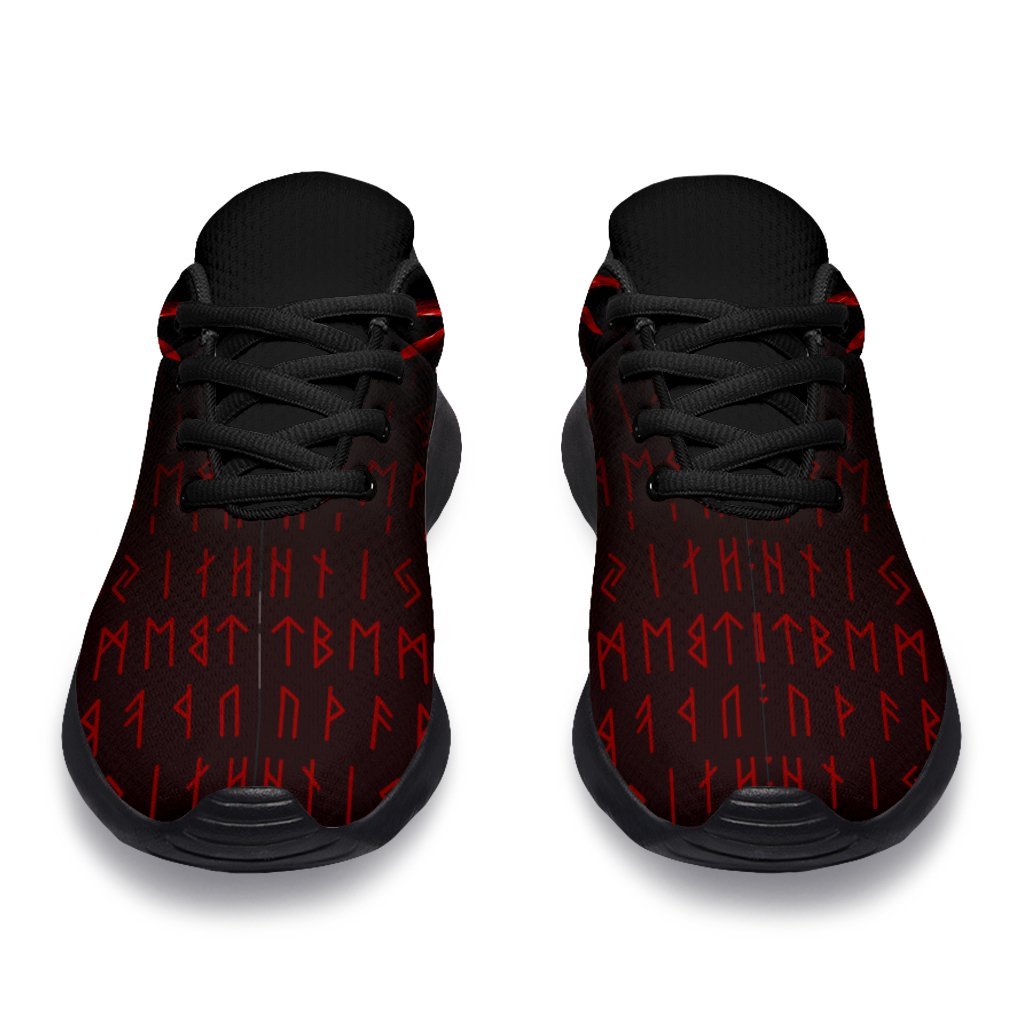 Viking Sport Sneakers - The Raven Of Odin Rune, Red RLT12