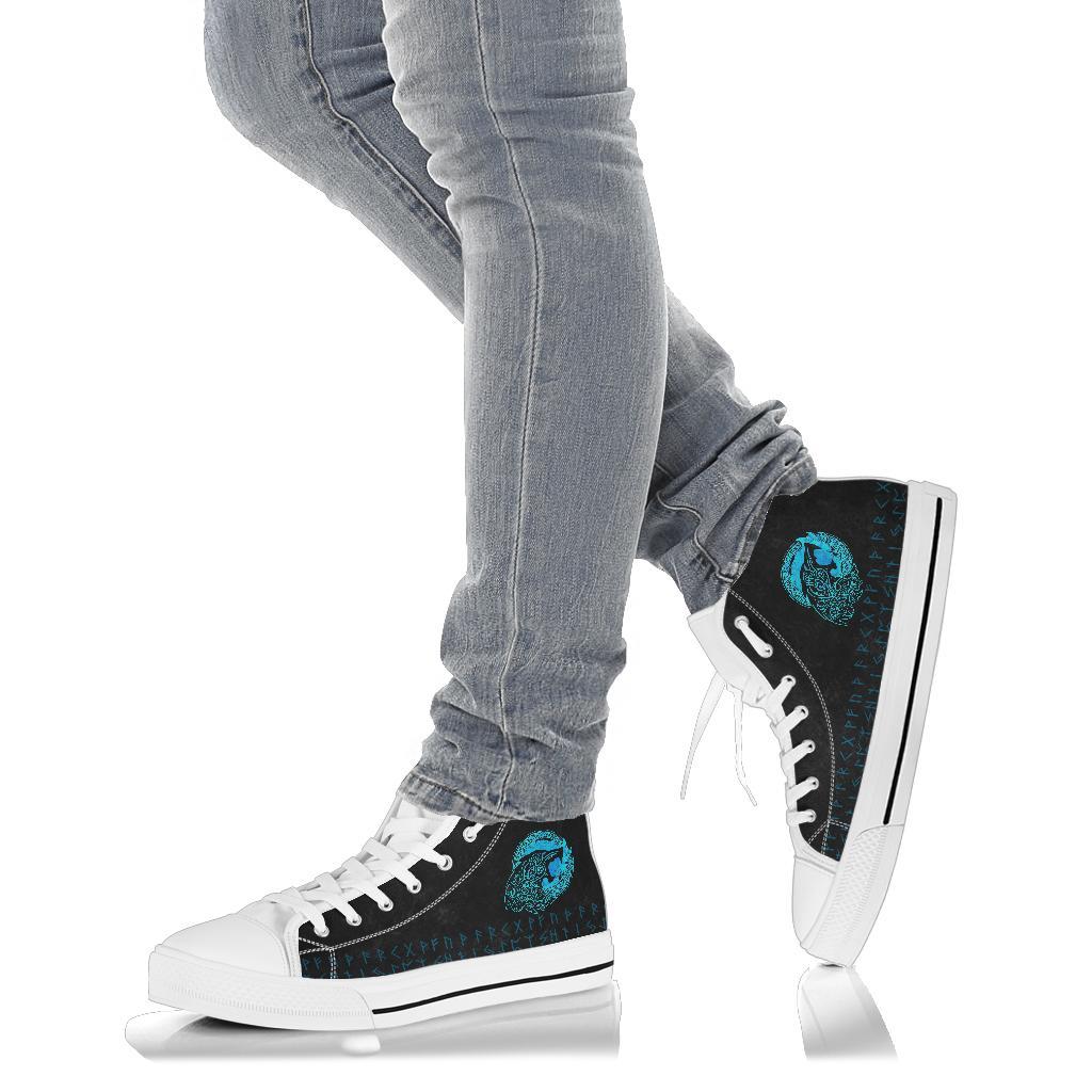 Viking High Top Shoes Fenrir Wolf Cyan RLT12
