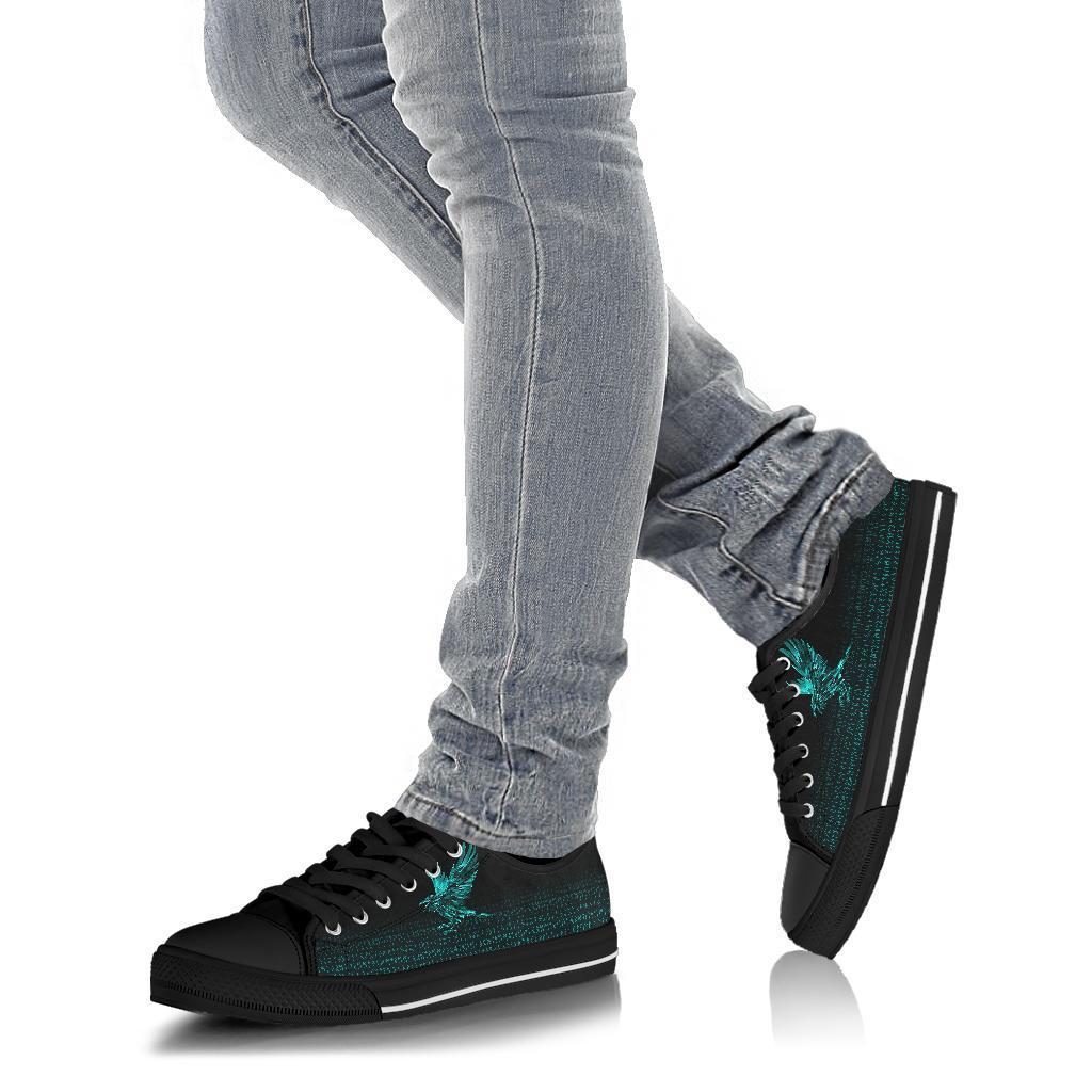 Viking Low Top Shoes The Raven Of Odin Rune Cyan RLT12