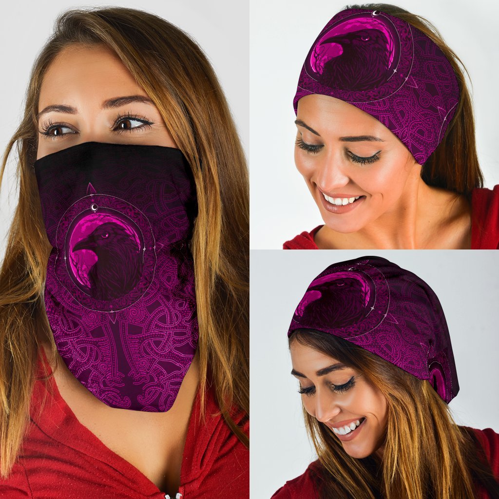 Viking Neck Gaiter 3 Pack, Ethnic Odin Raven Pink RLT12