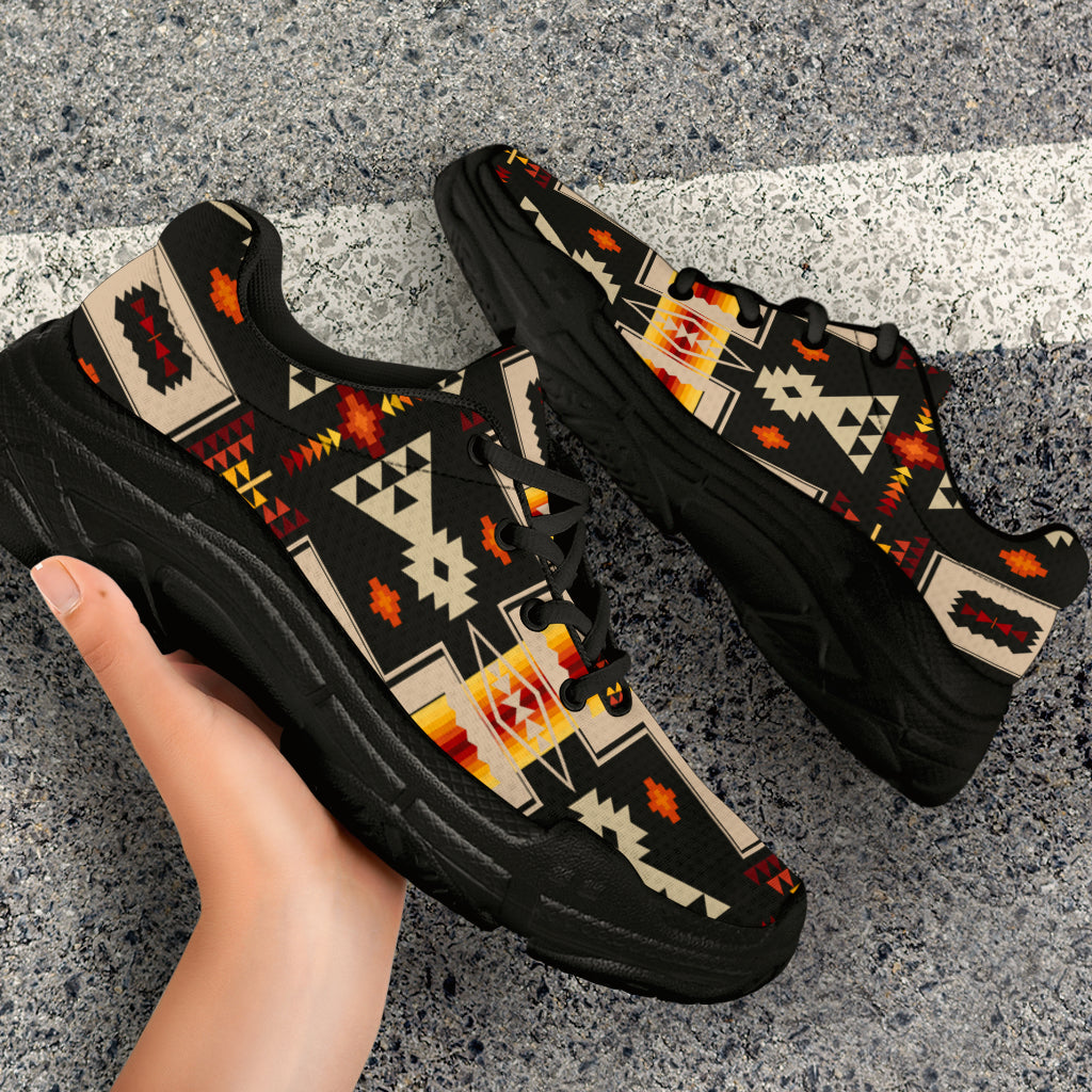 Native American Black Tribe Design Chunky Sneakers LT10