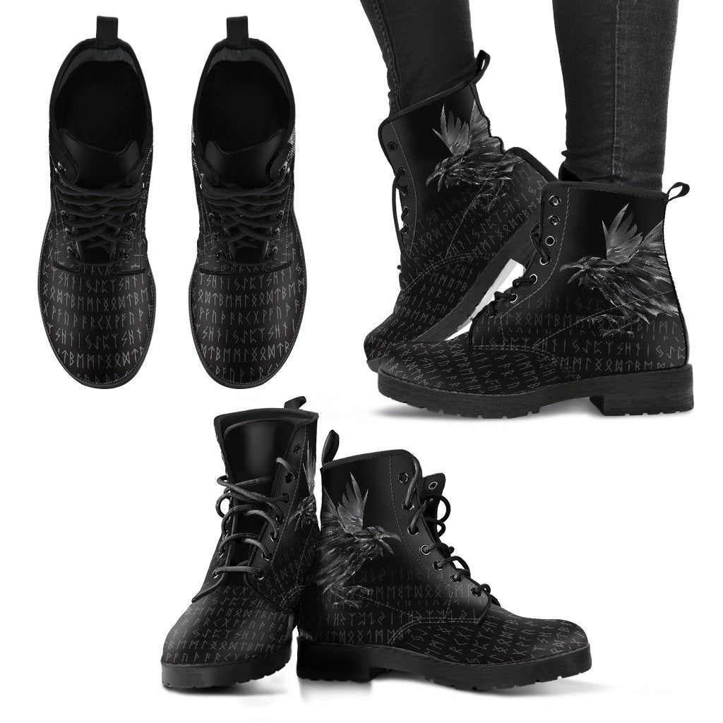 Viking Leather Boots The Raven Of Odin Rune RLT12