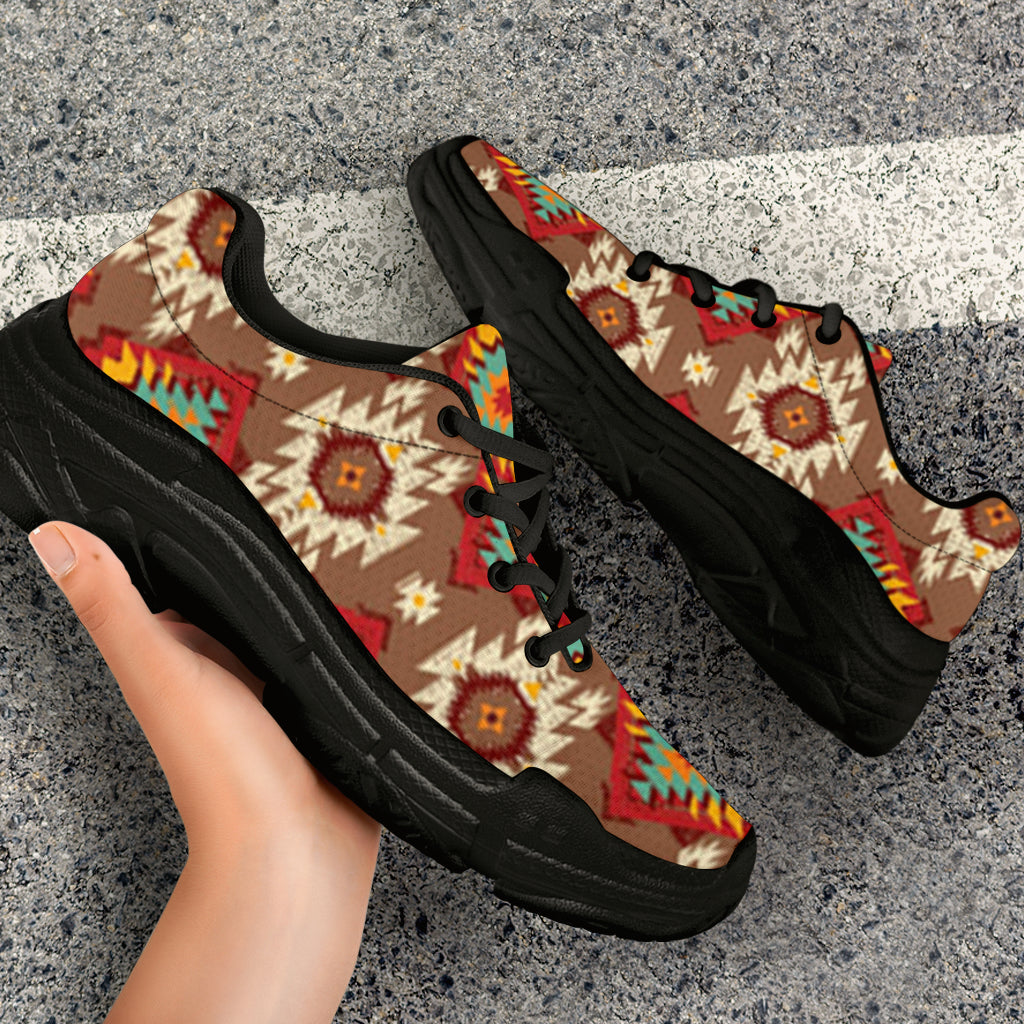 Native American Red Pattern Chunky Sneakers LT10