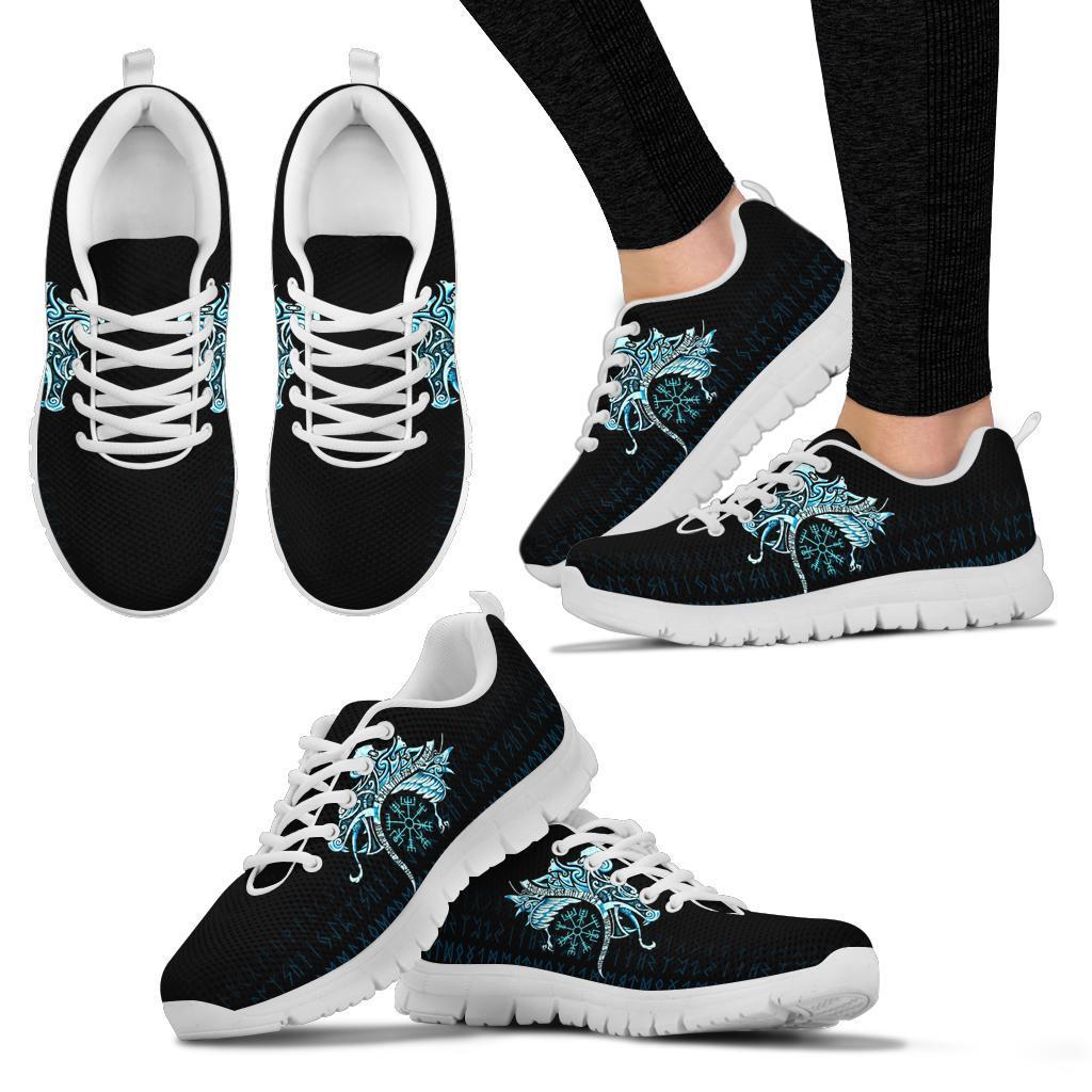 Viking Sneakers, Fenrir Raven and Vegvisir Tattoo Cyan RLT12