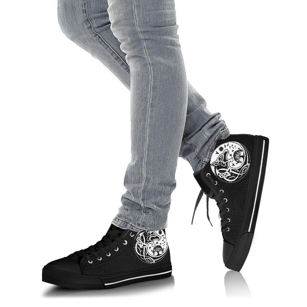 Viking High Top Shoes, Skoll and Hati Rune Tattoo RLT12