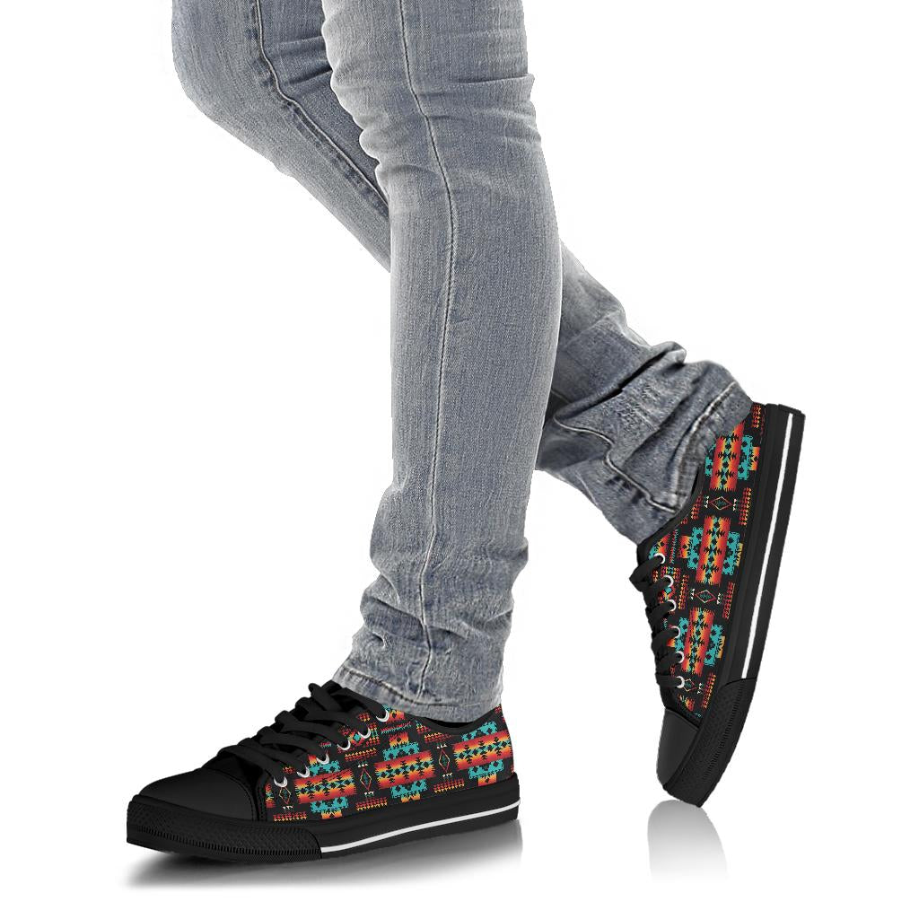 Navy Native Tribes Pattern Native American Low Top Shoes LT10