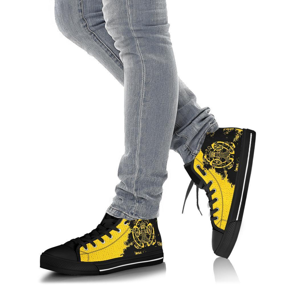 Viking High Top Shoes, Loki Bound Triskele Rune Gold RLT12