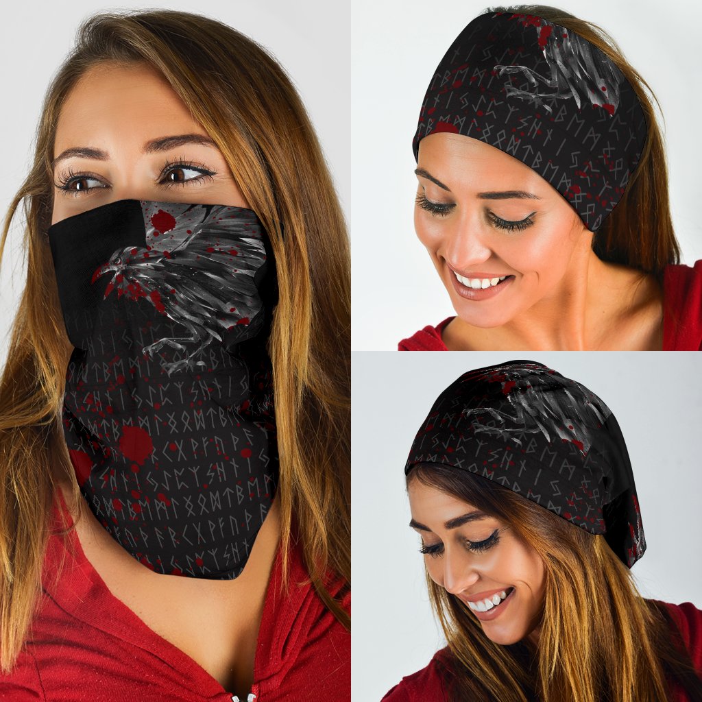 Viking Neck Gaiter - The Raven Of Odin Rune Blood RLT12