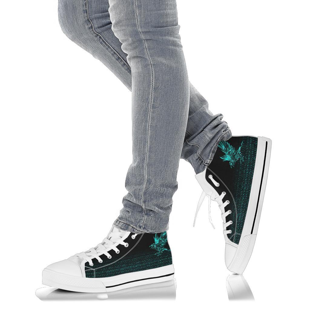 Viking High Top Shoes The Raven Of Odin Rune Cyan RLT12