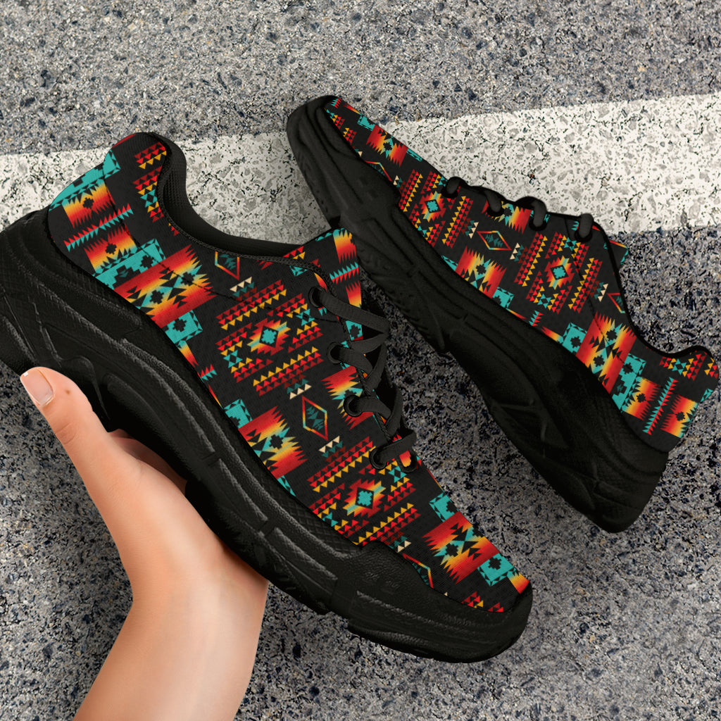 Navy Native Tribes Pattern Native American Chunky Sneakers LT10